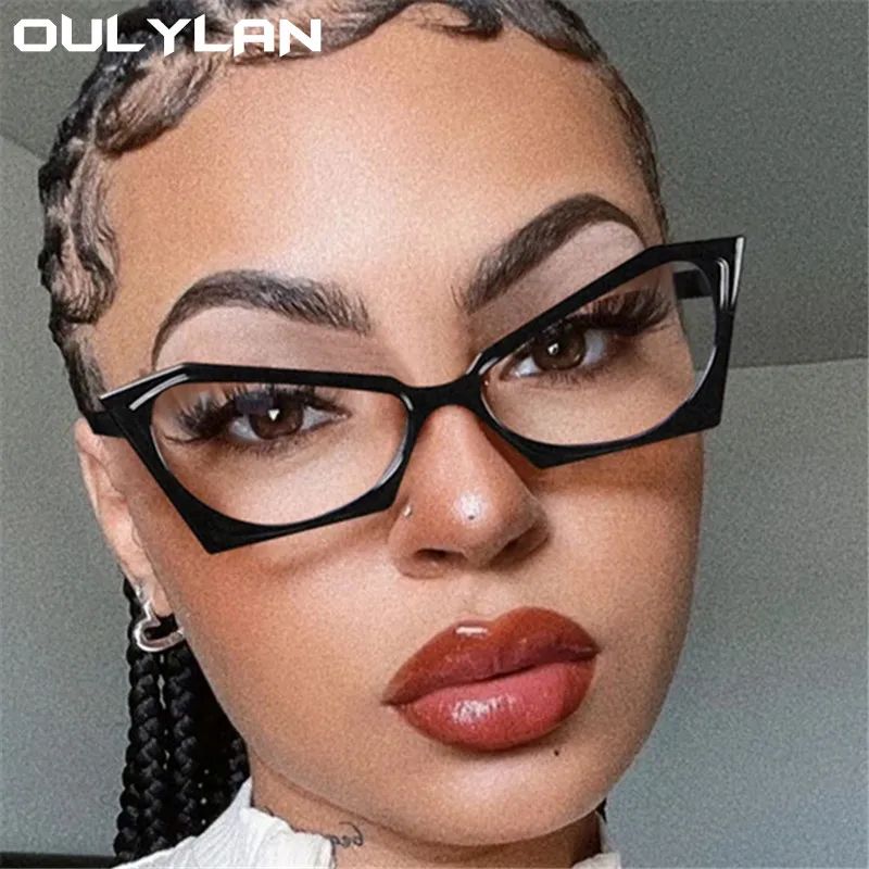 Oulyan Anti Blue Light Glasses Frame for Women Irregular Transparent Eyeglasses Frames Prescription Computer Decoration Eyewear