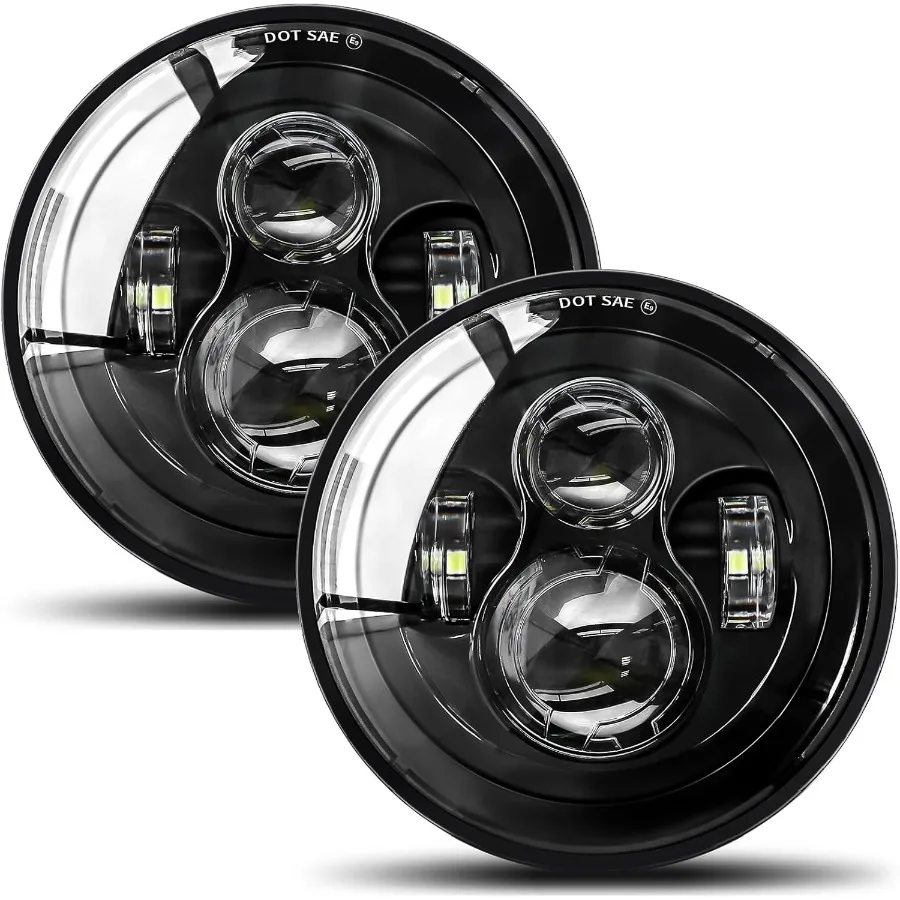 

2 шт. 7-дюймовые светодиодные фары с дальним светом для внедорожников и спортивных автомобилей, круглый дизайн, совместимый с Jeep Wrangler JK C