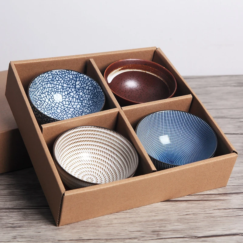 Jingdezhen-Blue and White Porcelain Tableware Set, Underglaze Color Bowl, Plate, Snack, Salad, Fruit Bowl, 4-6