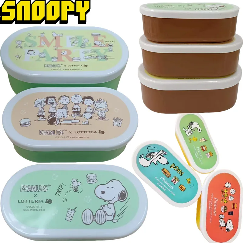 

3PCS Set Snoopy Lunch Box Portable Food Boxes Microwave Lunch Box Student Large Capacity Picnic Fresh Box Cartoon Cute Tableware