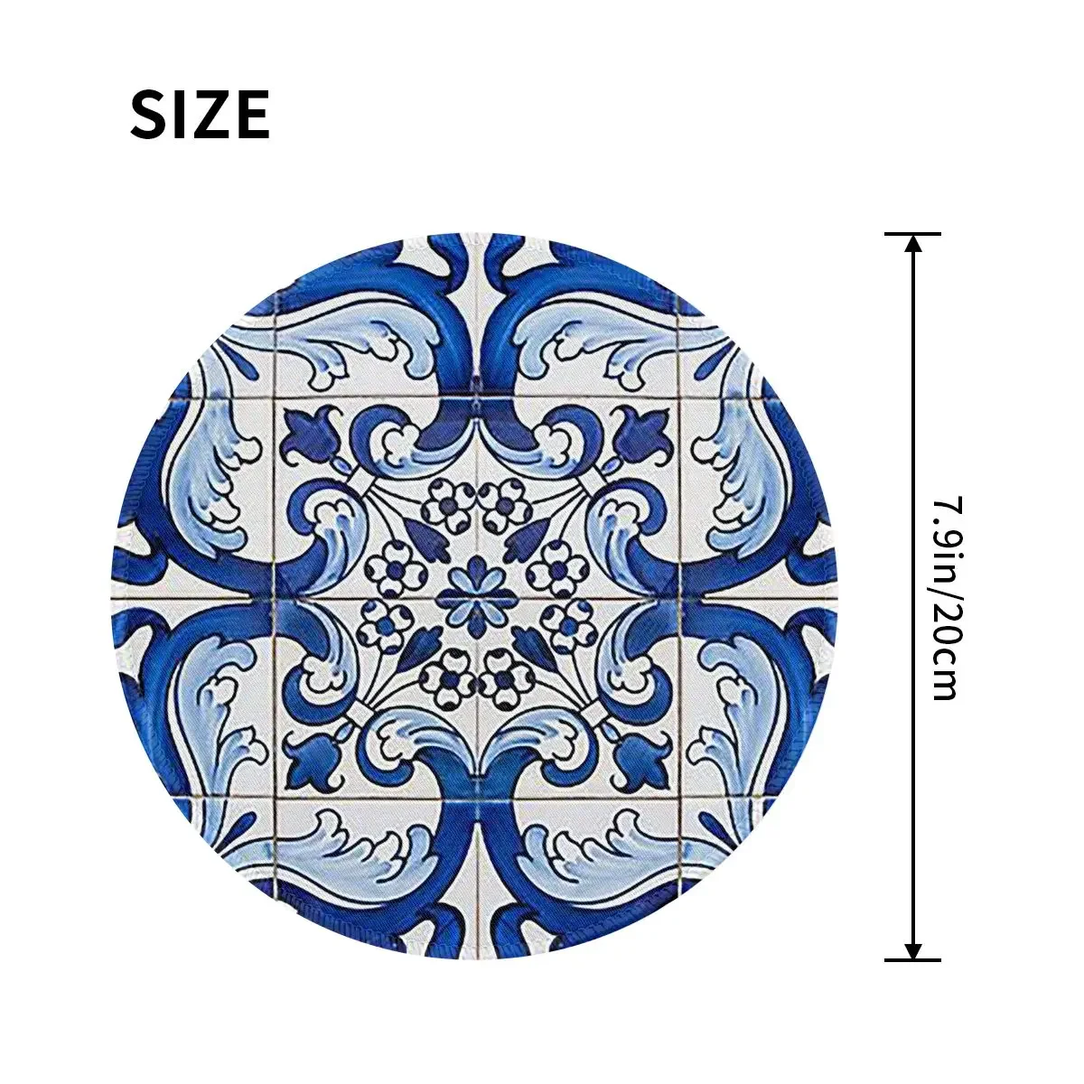 Antique Classic Lisbon Blue Azulejo Tile Floral Round Mouse Pad Computer Keyboard Mouse Mat Gamer PC Desk Mat Office Table Mats