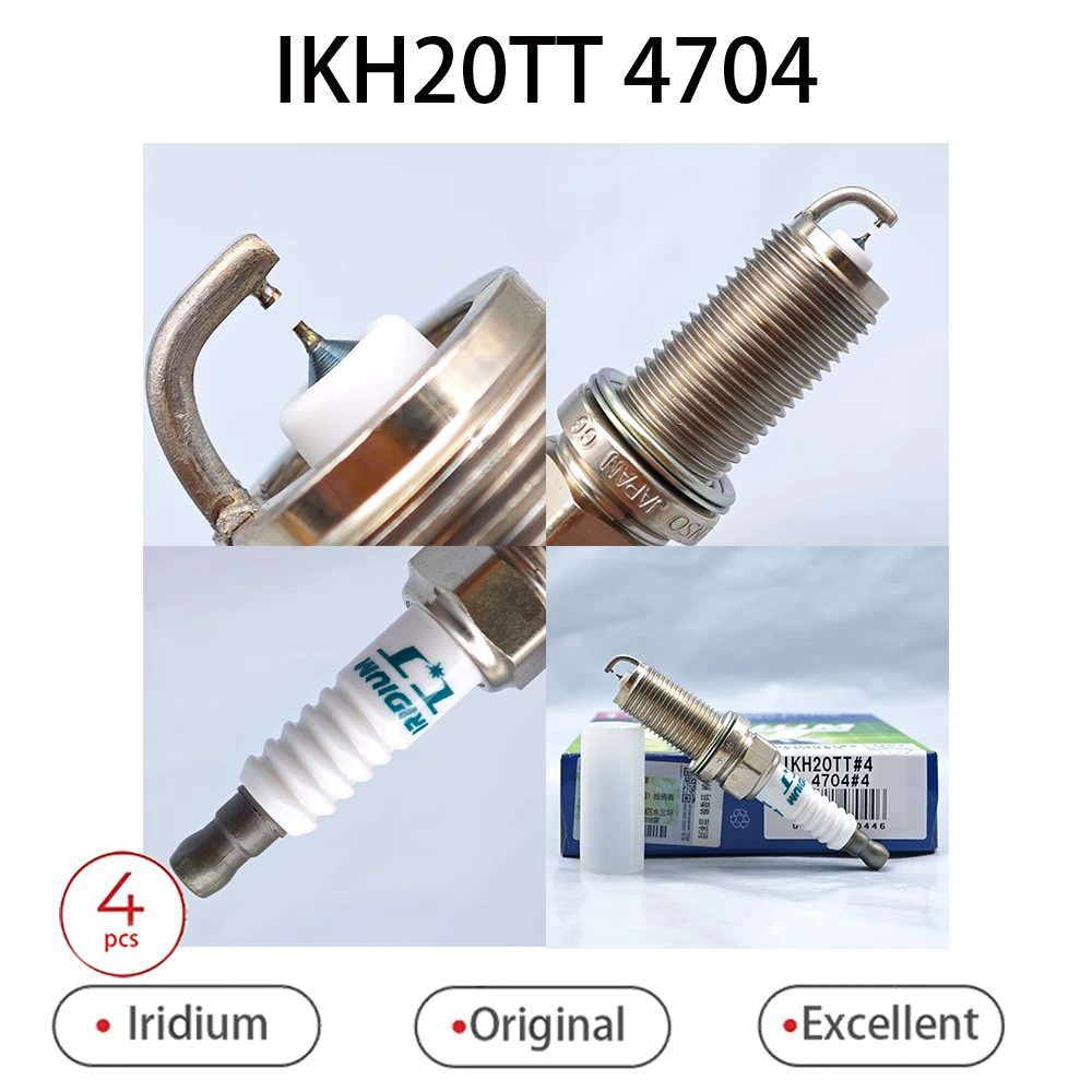 

4pcs 6pcs Double Needle Iridium Spark Plug IKH20TT 4704 Adapted To Crown Ruiz Overbearing Highlander logo Volvo etc