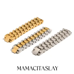 MamacitaSlay 316L Stainless Steel Watch Band Style Chain Bracelet 18K Gold Plated Waterproof Jewelry For Women Trendy Bracelet