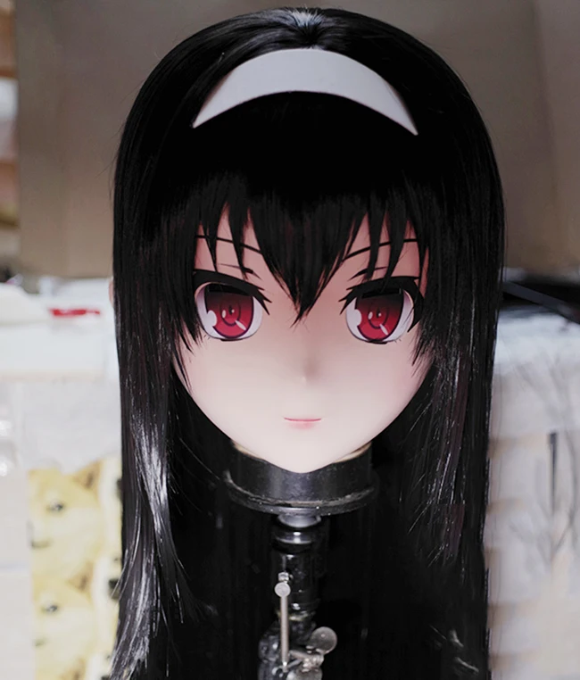 (KM108) Handmade Female Resin Crossdress Pretty Girl 3/4 Head Lolita Doll Mask Japanese Anime Cosplay Kigurumi Mask Crossdresser