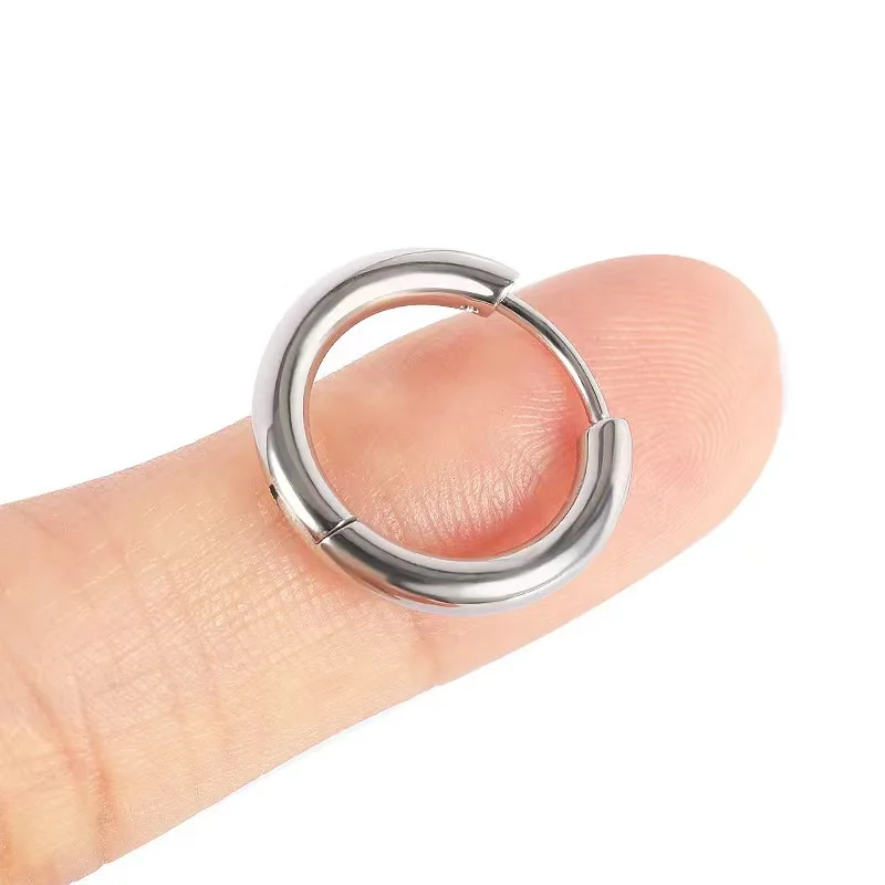 1 Paar 8-20mm Trendige Kleine Creolen für Damen/Herren Zierliche Runde Edelstahl-Ohrclips Piercing-Schmuck – Detail 3