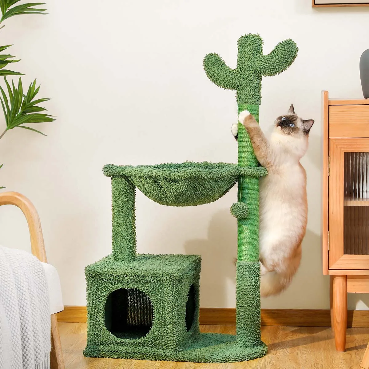 Cactus Cat Tree with Condo Hammock Scratching Post for Cat Bed Cat Tower Scratcher Cat Accessories Pet Cat Toys