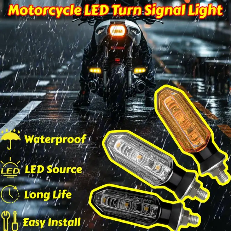 Universal 12V 8mm LED Motorcycle Turn Signals High-Visibility Motorcycle Lights For Honda Durable Motorcycle LED Turn Signals