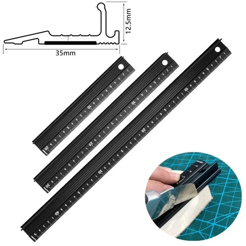 Leather Tool Protective Ruler Non-slip Aluminum Alloy Multi-function Straight Ruler For Drawing and leather Cutting Auxiliary