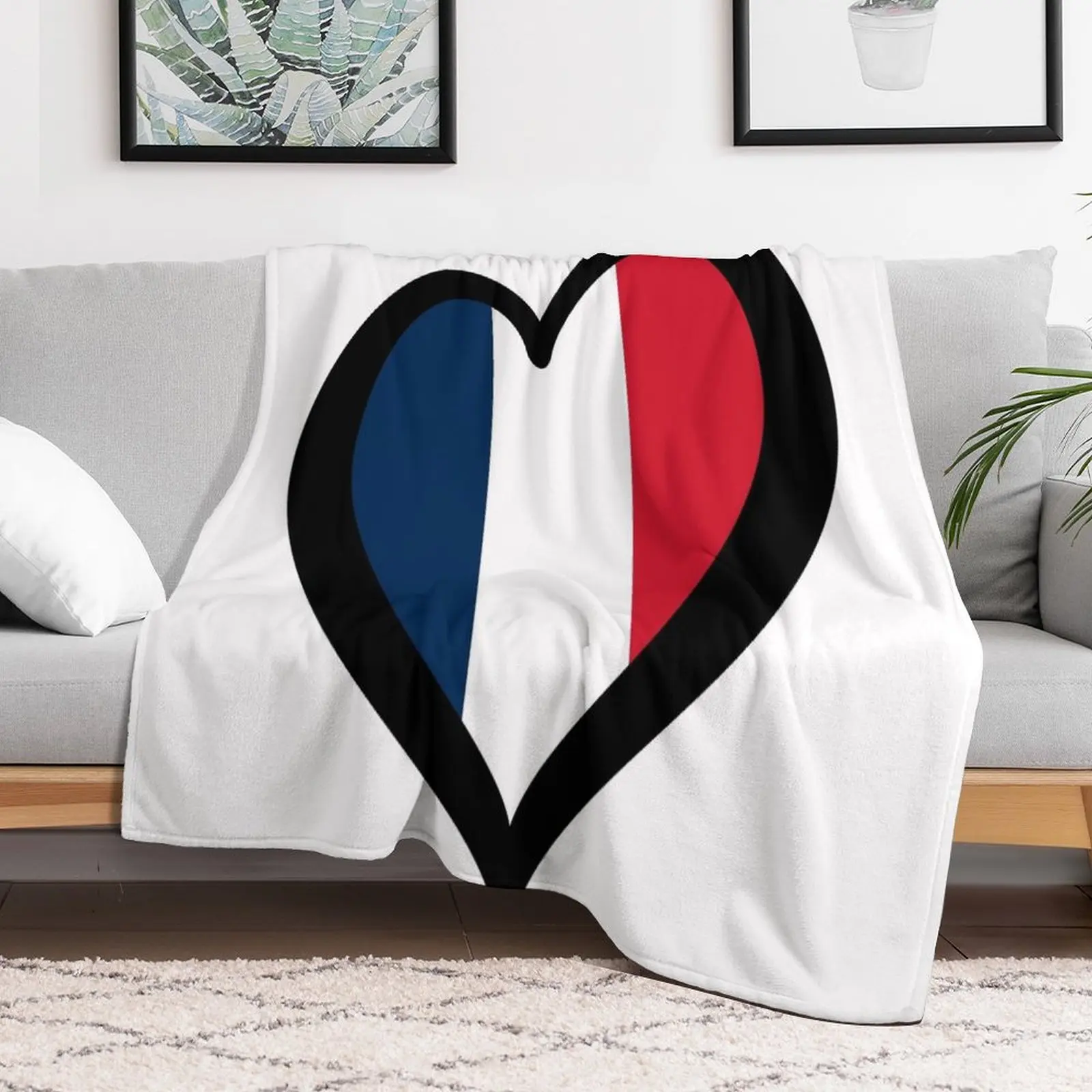 

Eurovision-style Heart - France Throw Blanket Decoratives Luxury Brand Blankets Furry Comforter Blankets