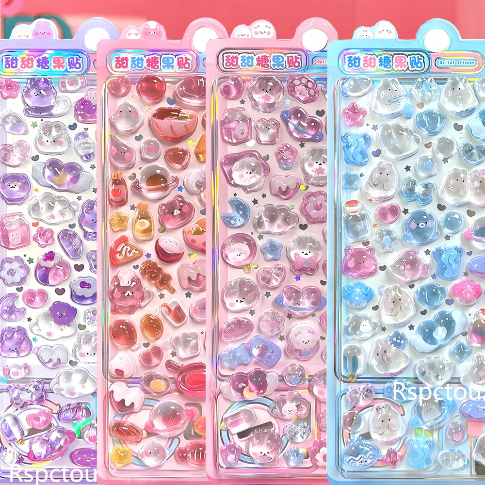 

Набор из 4 креативных 3D-наклеек с мультяшными животными, рельефные, для рукоделия, DIY, для блокнотов, телефонов, кавайные, декоративные стикеры-пузырьки