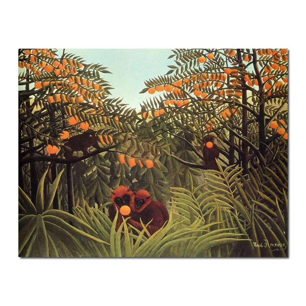 Modern painting on canvas Apes in the Orange Grove Henri Rousseau High quality Hand painted