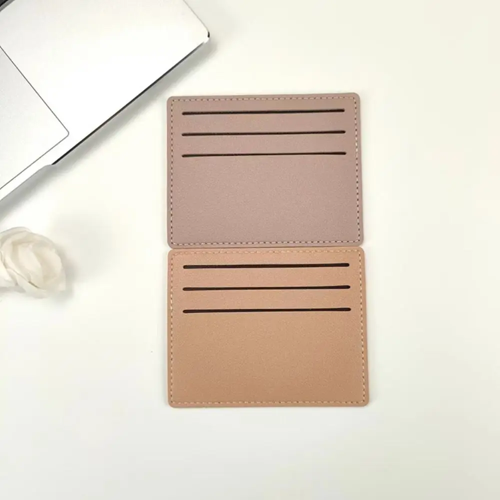 Multi-position PU Leather Card Holder Simple Korean Style Short Card Bag Solid Color Card Access Control ID Credit Card Case