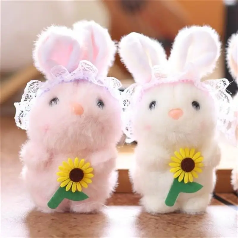 Lindo conejo de flores, muñecos de peluche, juguete de peluche, llavero, colgante, mochila, decoración, bolsa femenina, regalos para niños