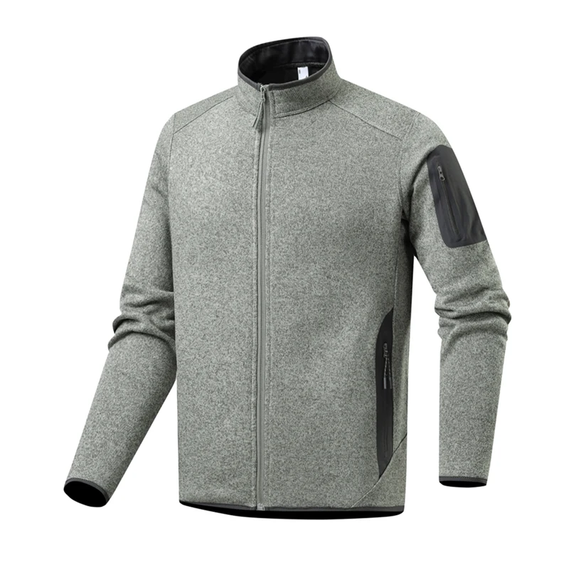 

Stand Collar Sports Fleece Jacket Men Breathable Long-Sleeve Cardigan Fleece Jacket Thickened Warm Outdoor Gym Coat