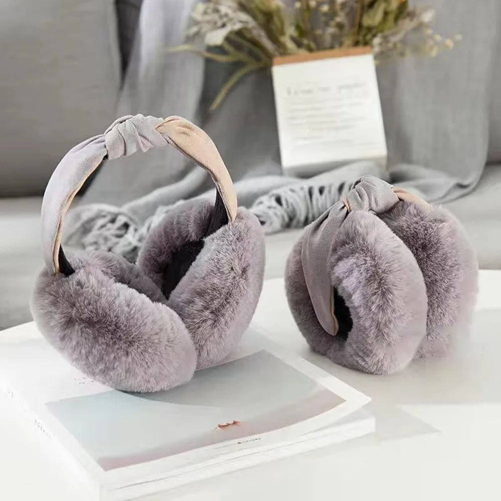 Hair Hoop Earmuffs Ear Muffs for Women Foldable Winter Faux Furry Earmuffs Adjustable Soft Ear Warmer Covers