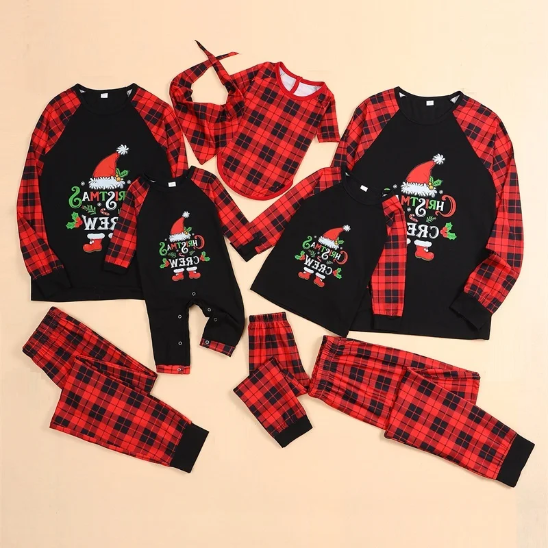 

2024 Plaid Christmas Family Matching Pajamas Sets Father Mother Kids Baby & Dog Nightwear Daddy Mommy and Me Xmas Pj's Clothes