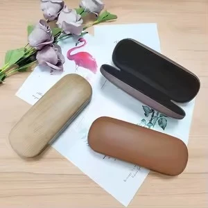 High quality PU leather glasses box for both men and women, wood grain hard reading glasses box