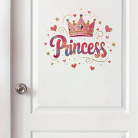 Adorable Princess Wall Decals, Removable Decor With Pink Crown Princess Hearts Stars For Nursery Girls’ Bedroom, Birthday Decor