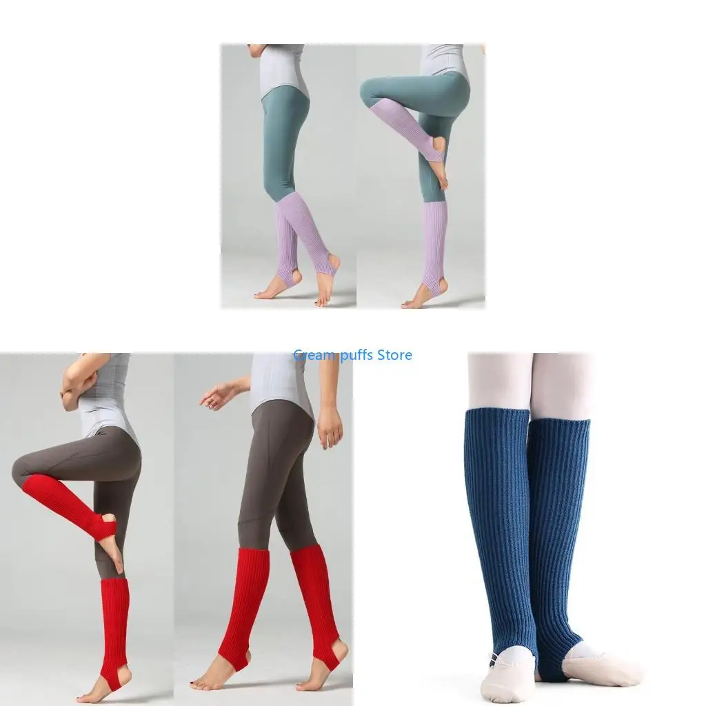 

50LE Women Girls Ballet Dance Leg Warmers Ribbed Knit Latin Knee High Socks