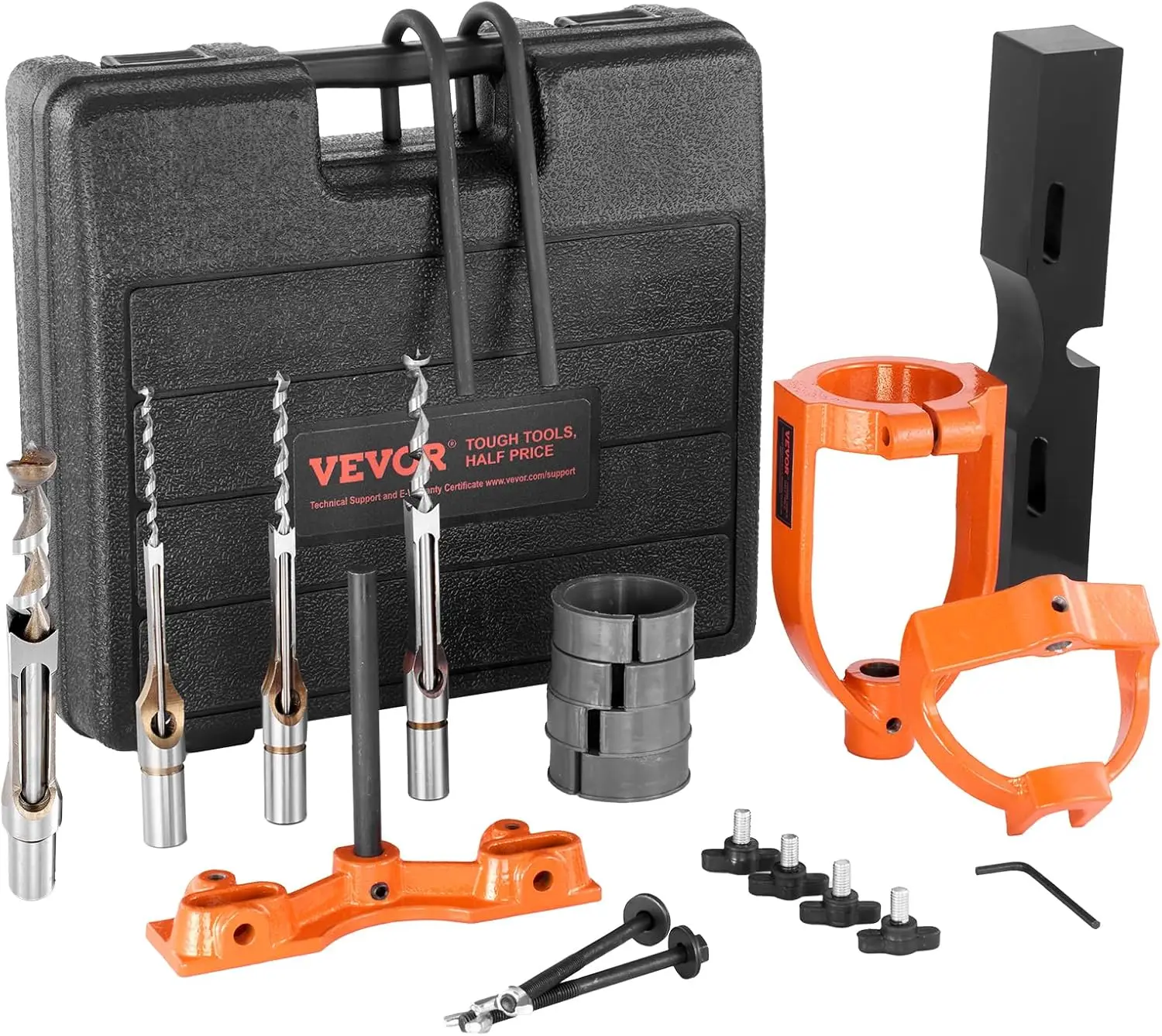 Mortising Attachment for Drill Press, 4 Model Drills Square Hole Chisel Set, Bench Drill Locator Set Mortise and Tenon Tools wit