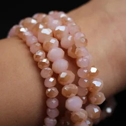 6mm Glass Crystal Beads Pink Brown Color Rondelle Loose Faceted Fashion Crystals Bead for Jewelry Bracelet Necklace Earring DIY