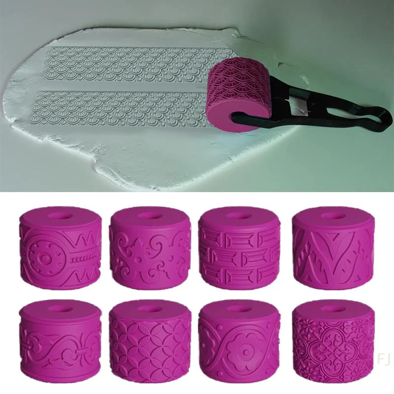 [YU]Clay Stamp Rollers Renaissance Patterns Ceramic Texture Wheel Press Mold Roller Tool DIY Clay Tools Art Decor Handcrafts