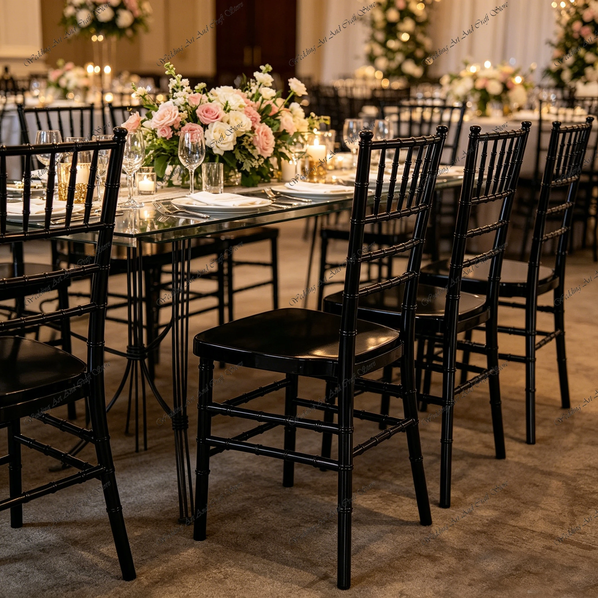 60pcs f30 Modern Luxury Chiavari Dining Chair Black Iron Metal Wedding Chair for Hotel Banquet Wedding Party ivy1091
