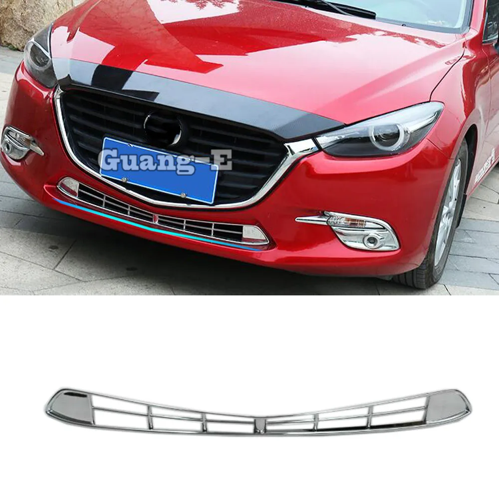 For Mazda 3 Axela M3 2014 2015 2016 2017 2018 2019 Car Cover Stick ABS Chrome Trim Front Bottom Racing Grid Grill Grille Frame