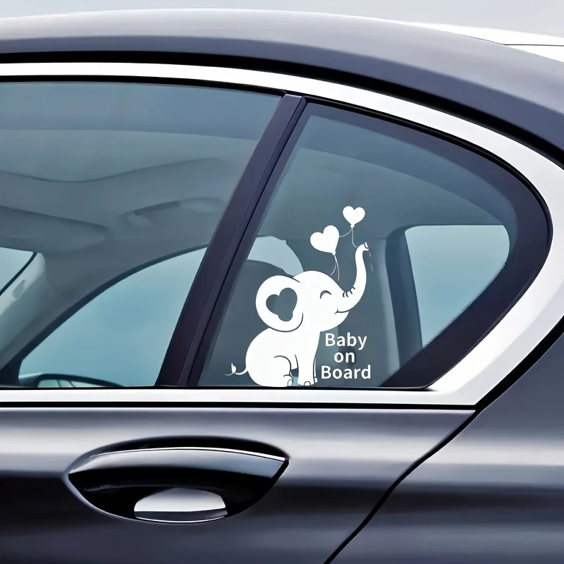 

1PC Eye - Catching Elephant "Baby on Board" Sticker, Perfect for Backpacks, Mirrors, Cups & Family - Friendly Decor