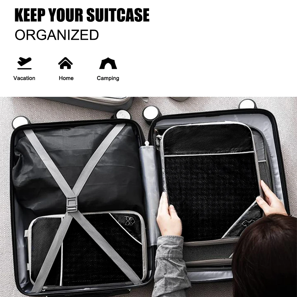 3/6 Pieces Suitcase Bags Mesh Visual Luggage Travel Storage Organizer Set Portable Compressible Lightweight Packing Cubes