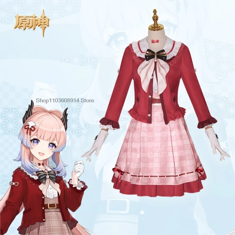 Game Genshin Impact Sangonomiya Kokomi Cosplay Costume Daily Casual Wear Women Costume Coat Shirt Skirt Necklace Anime Suit Wig