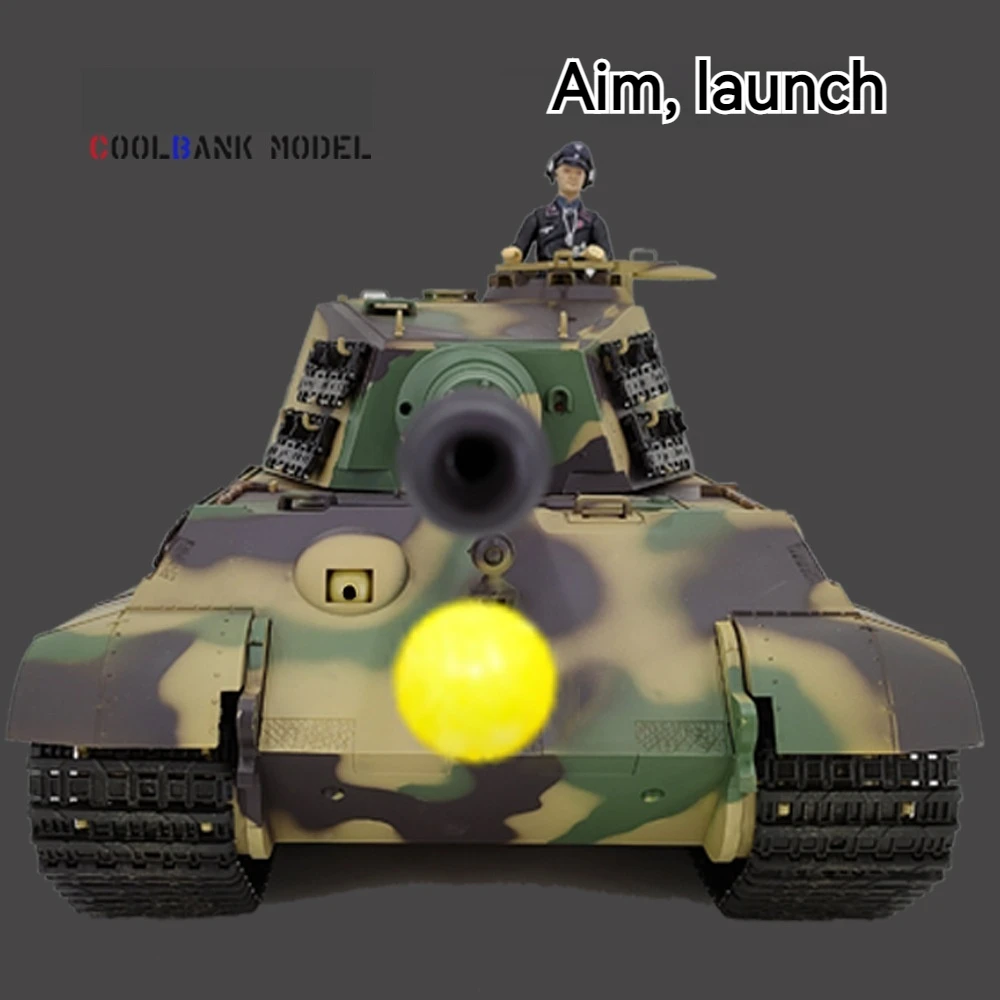 Henglong Ferngesteuertes deutsches Tiger King-Panzer-Spielzeugauto im Maßstab 1:16, professionelles, elektrisch verfolgtes militärisches Offroad-Modell