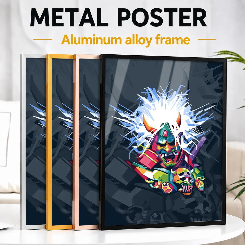 Japanese Oni Mask Portrait Framed Metal Poster Personalized Scenic Tribute Wall Art Designed For Travelers To Display In Office