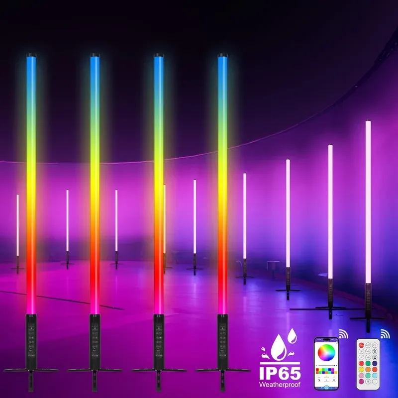 4 Pack 360 Pixel LED Tube Light with Case IP65 Waterproof RGB Full Color Wireless Video Control for DJ Stage Event Party