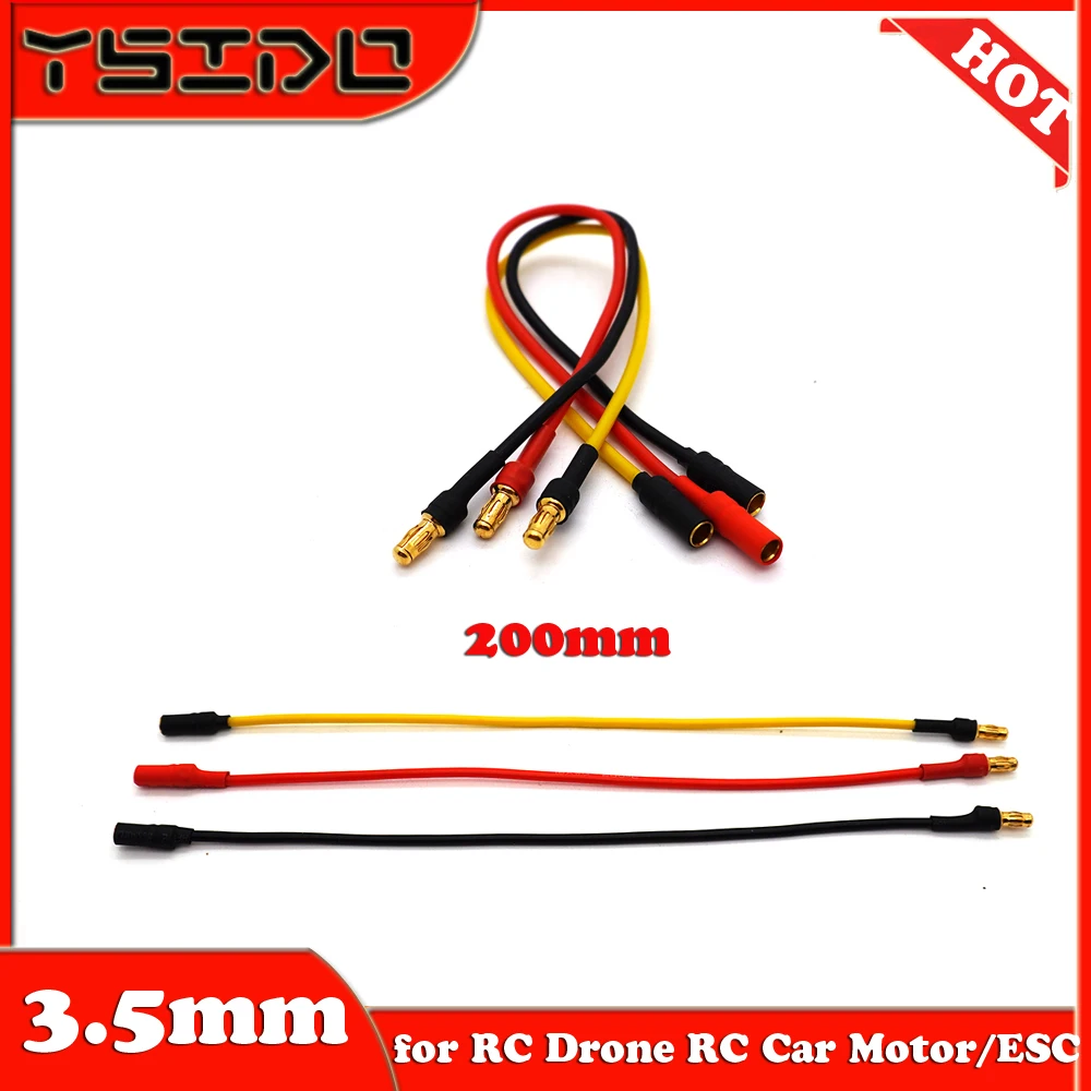 3PCS 200mm 3,5mm Gold Bullet Verlängerung Kabel Draht 18AWG Silikon Draht Stecker Stecker Verlängerung Kabel für RC Drone Auto Motor/ESC