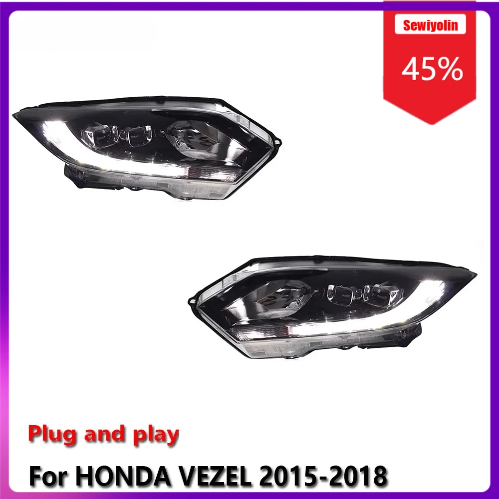 

Sewiyolin Car LED Lamp Headlight Assemblies For HONDA VEZEL 2015-2018 Fog DRL Brake Turn Signal Lamp