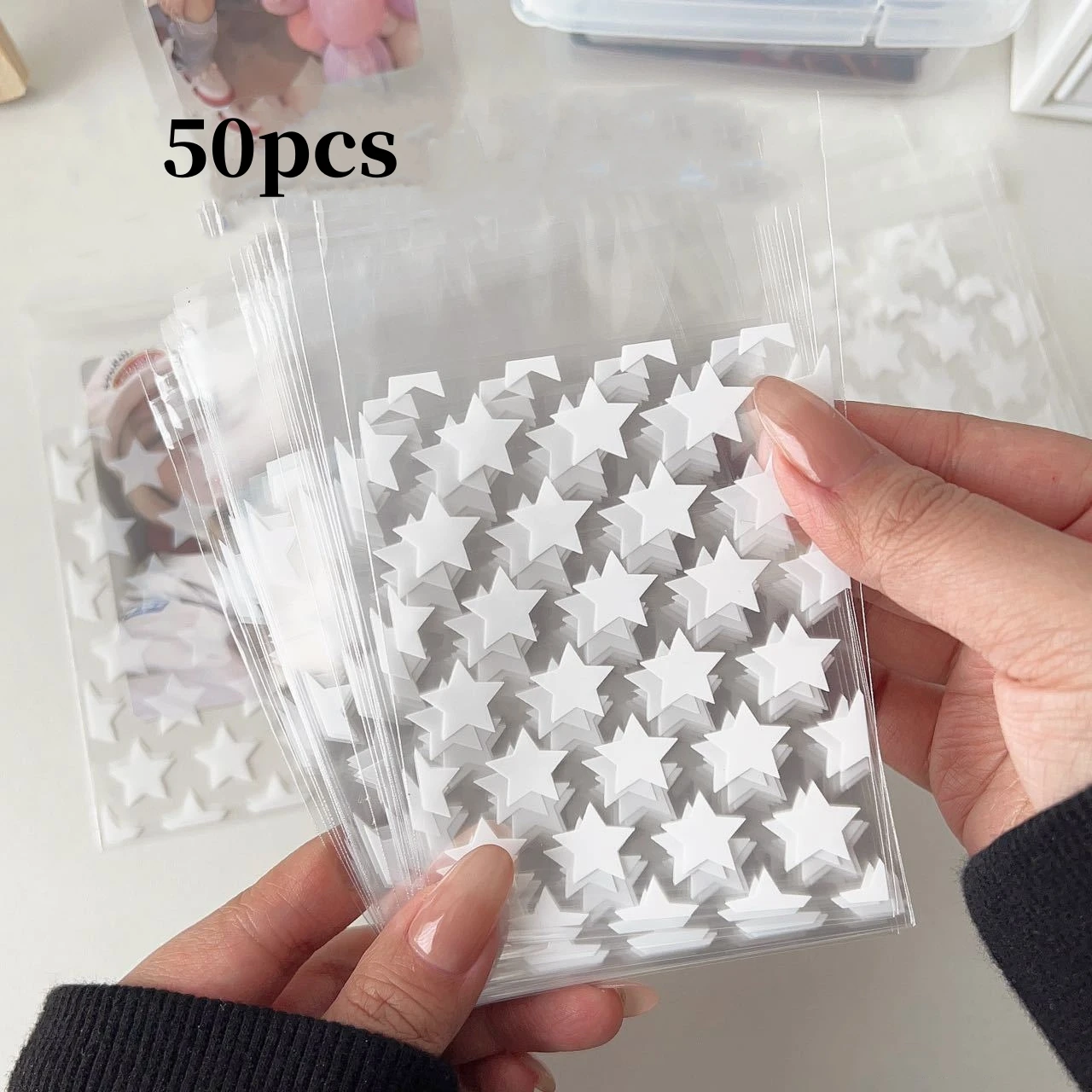 50 stücke Transparent Star Kpop Photocard Halter Selbst-klebe Opp Tasche Anti-scratch Karte Schutzhülle Mode Geschenk verpackung Tasche