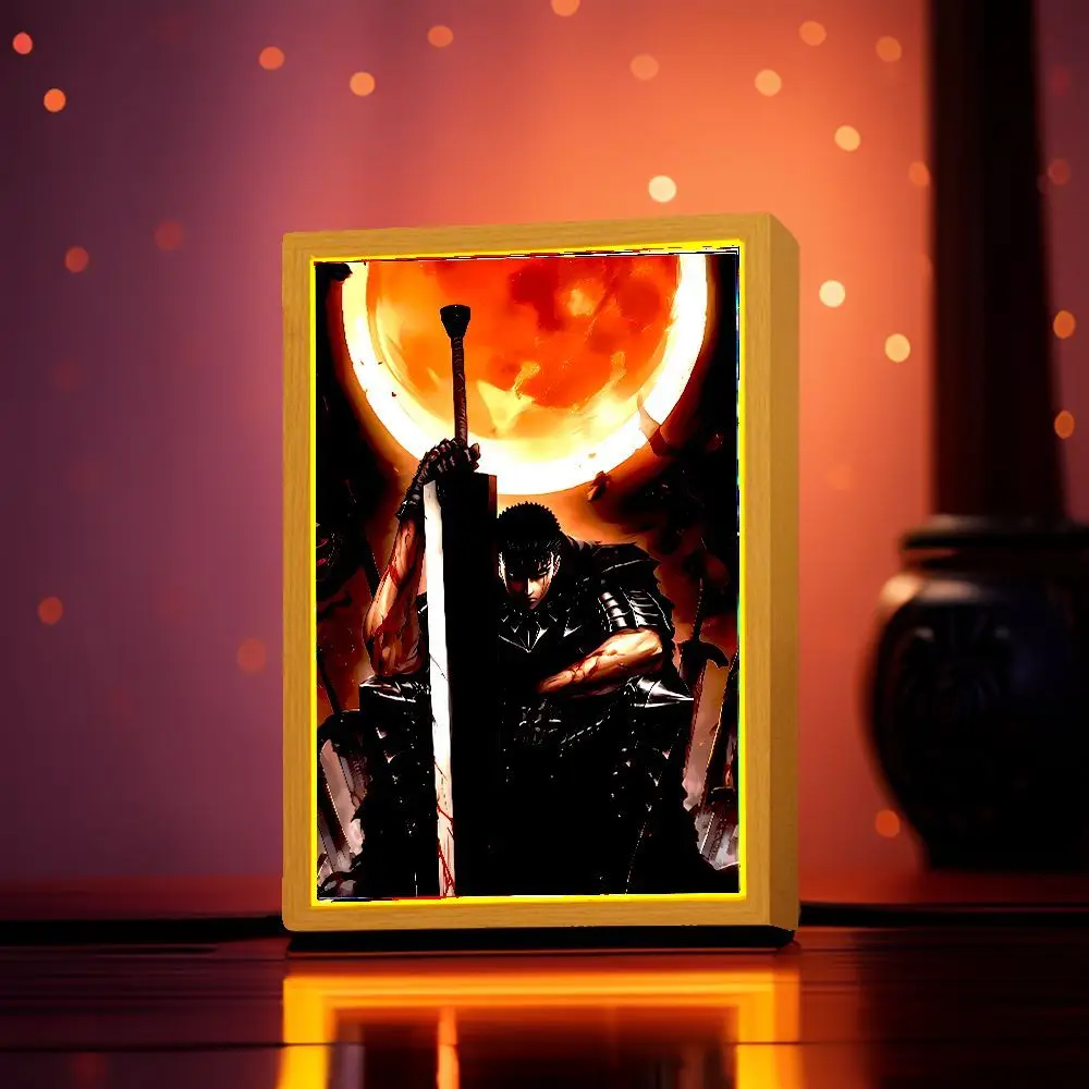 Anime Figure Light Painting Photo Frame Berserk Behelit Griffith Action Figures Led Lamps Room Decor  Chirstmas Gifts moon Lamp