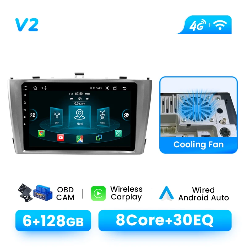 Autoradio Speler Voor Toyota Avensis 2009-2015 Android 14 8GB 128GB GPS Navigatie Draadloze Carplay DSP AI Voice Audio Multimedia