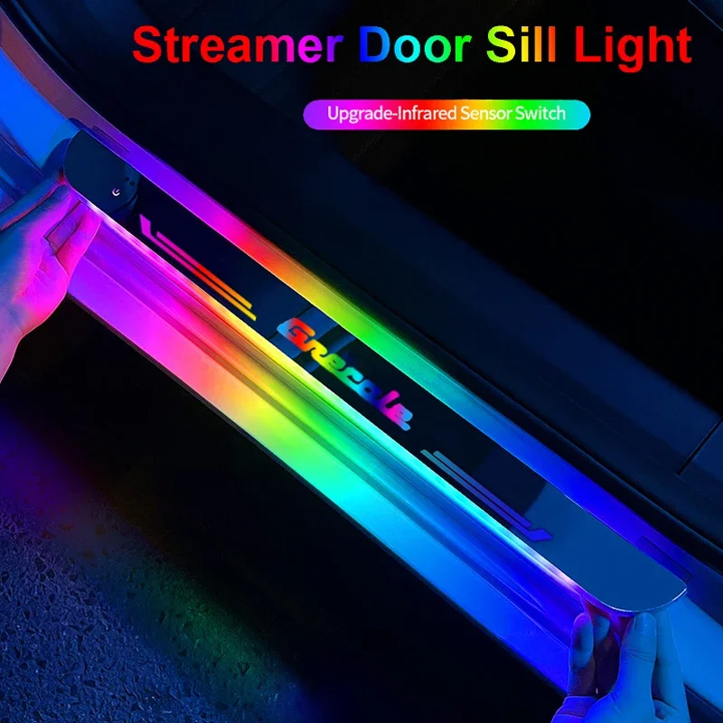 Car Acrylic LED Welcome Pedal Plate Front Rear Door Sill Pathway Light USB Moving for GRECALE Interior Accessories