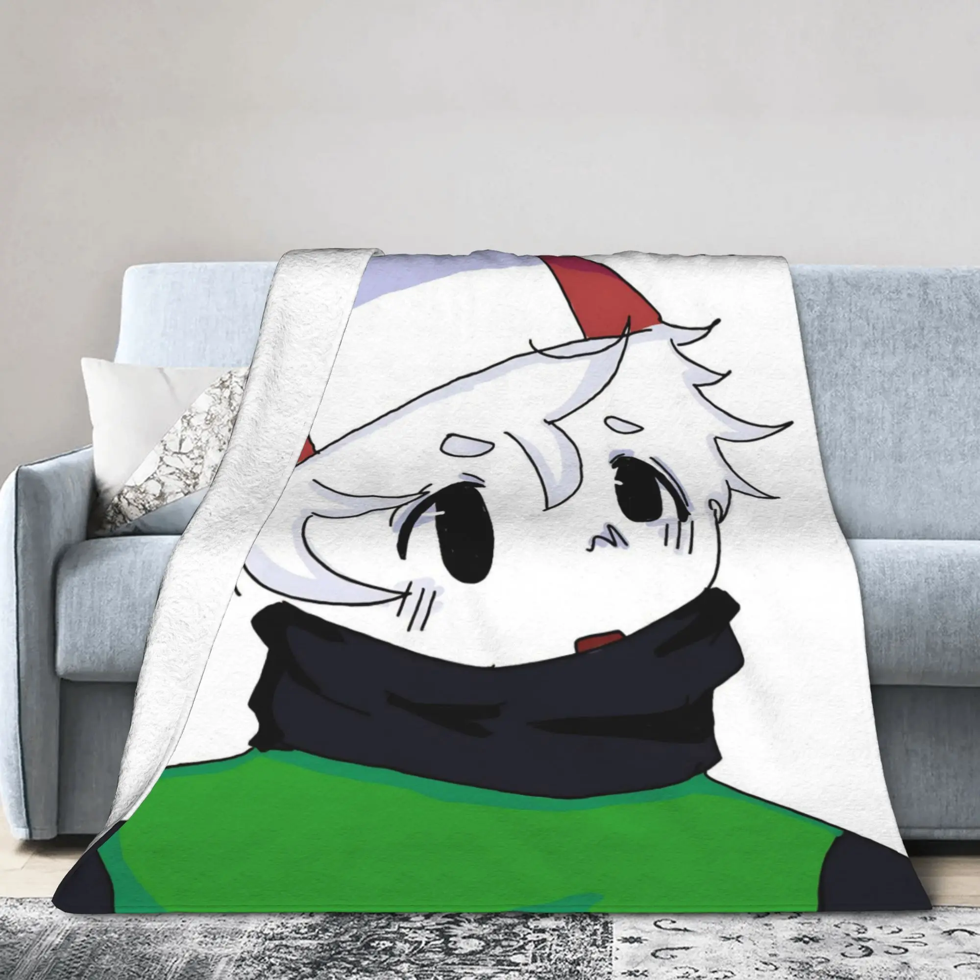 Omenaso Youtuber Gaming Flannel Blanket Cute Vintage Throw Blankets for Home Hotel Sofa  125*100cm Bedspread