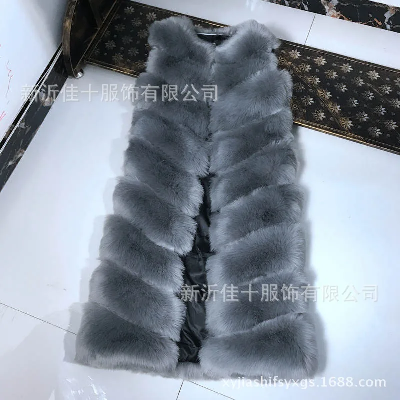 Autumn and Winter New Fox Fur Vest Women's Long Korean Style Slim Slim Coat