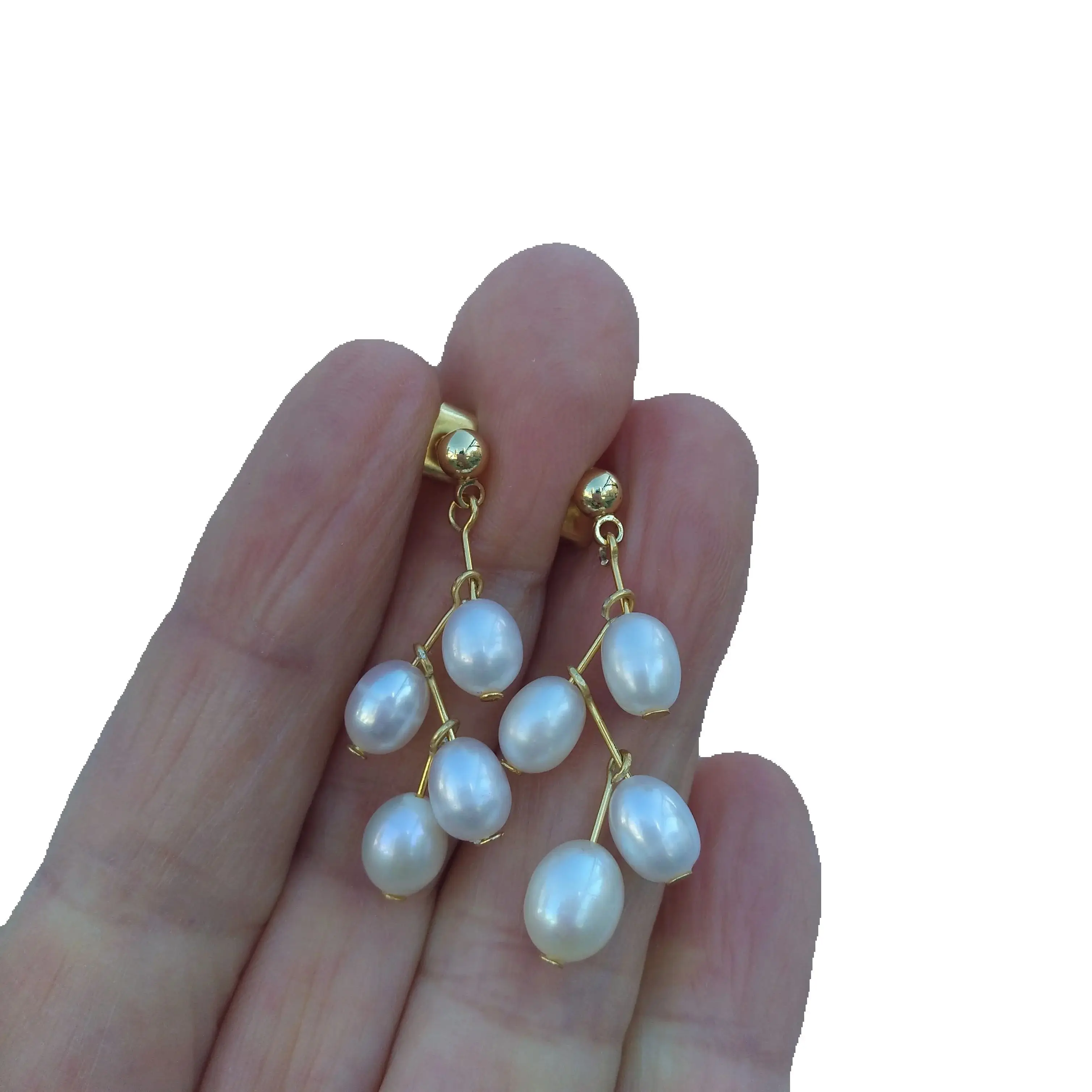 Pendientes de Perlas Naturales del Mar del Sur, Estilo Colgante/Gota, Color Blanco Lechoso, Múltiples Partículas