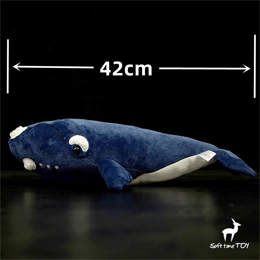 Black Right Whale High Fidelity Anime Plushie Humpback Bowhead Whale Plush Toys Lifelike Animals Simulation Stuffed Kawai Doll