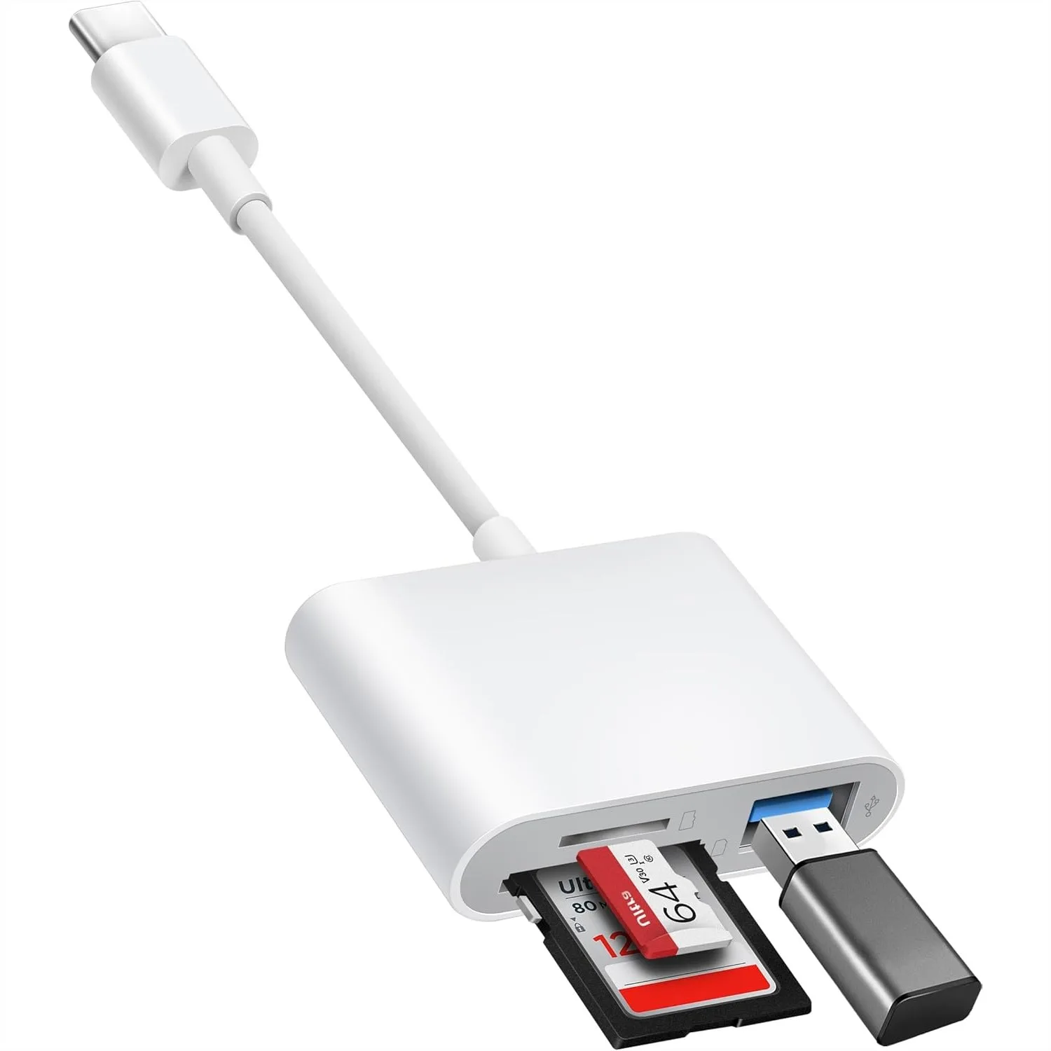 

USB C SD Card Reader, Dual Slot Adapter for iPhone 15/16 iPad MacBook, Plug and Play