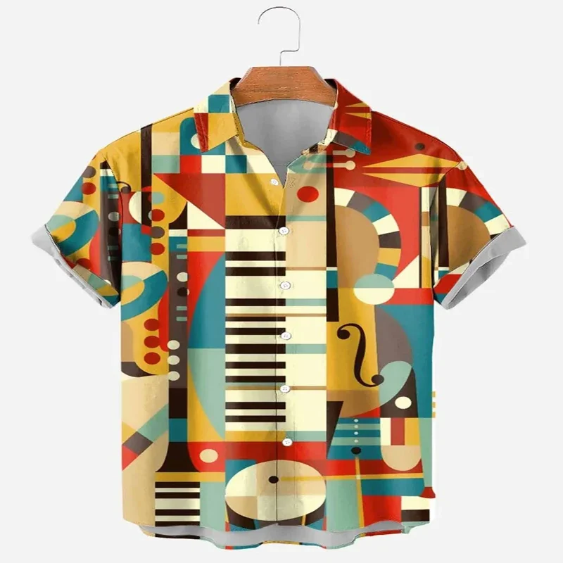 

Music Geometry Art Short Sleeve Shirt 3D All Over Printed Hawaiian Shirt for Men and Women Casual Shirt Unisex