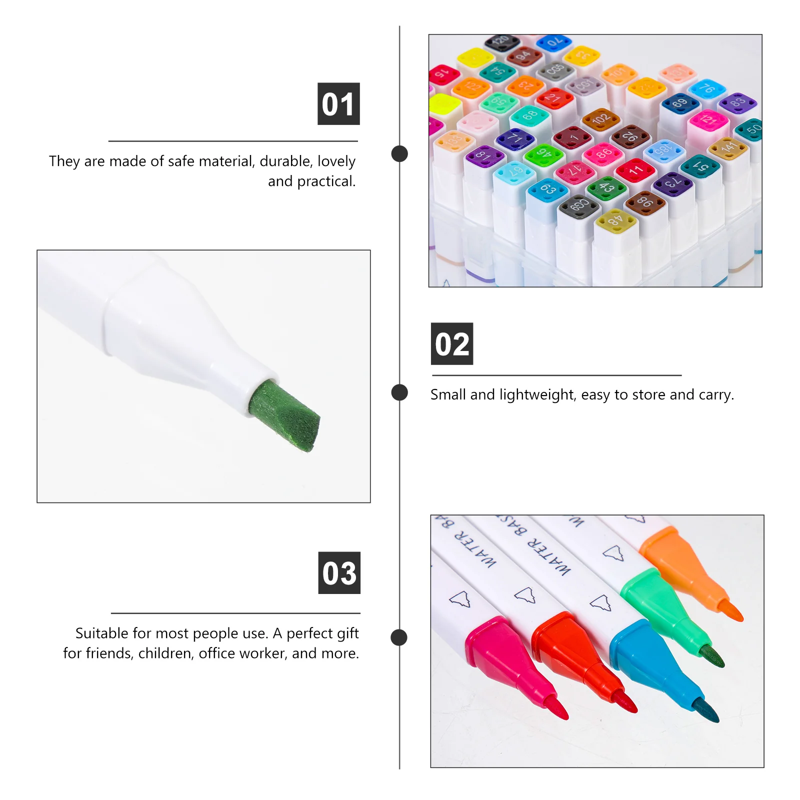 

48Pcs Dual Tip Markers Art Drawing Pens Simple Style Portable Multi Function Coloring Pens Artist Marker Drawing Supplies