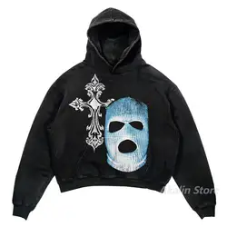 Sudadera con capucha para hombre y mujer, ropa de calle de gran tamaño con estampado enmascarado, estilo Harajuku, chándal gótico, Y2k