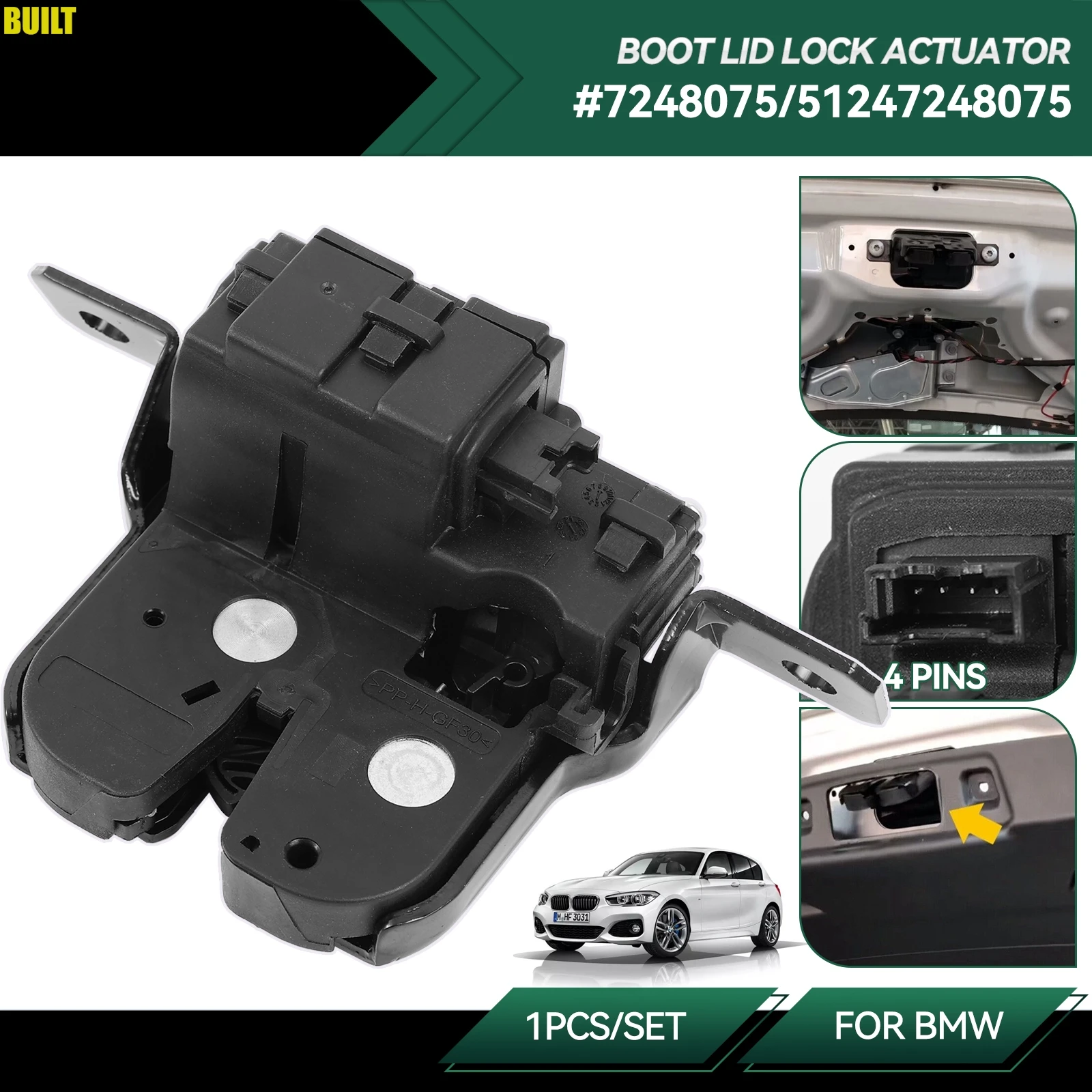 4 Pins 51247248075 7248075 Tailgate Boot Lid Trunk Motor Door  Lock Latch Actuator for BMW 1 Series F20 / F21 I3 Car Accessories