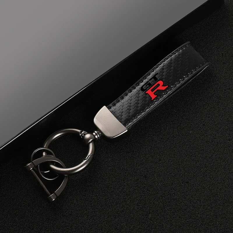 For nissan GTR GT-R R35 Keychain accessories  with logo Car metal leather key chain With car logo Key ring Auto Accessories